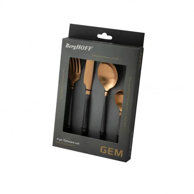 Príbor Gem Gold / Black 4-dielna sada