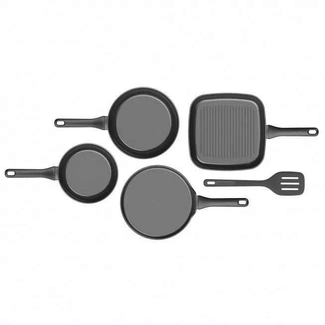 4-dielna sada panvíc na vyprážanie s nepriľnavým povrchom a obrácačkou Helix